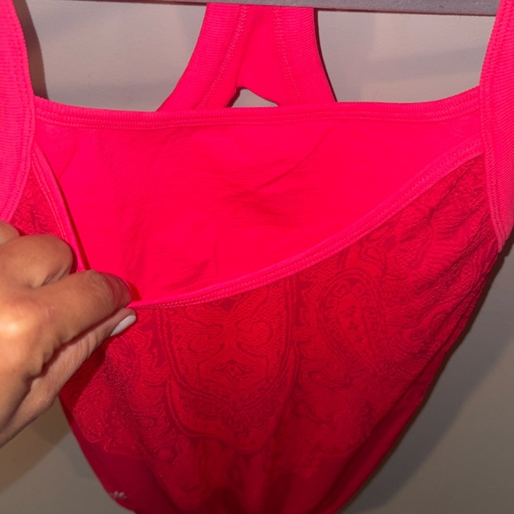 Athleta Seamless Paisley Print Racerback Layered Tank Size XS Bright Pink - Picture 5 of 10